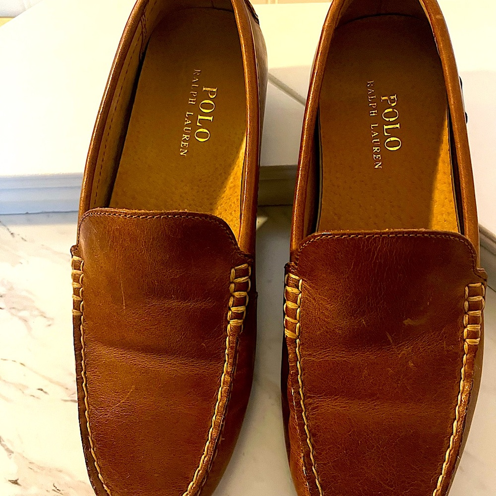 Polo Tan Leather Slip On Loafer